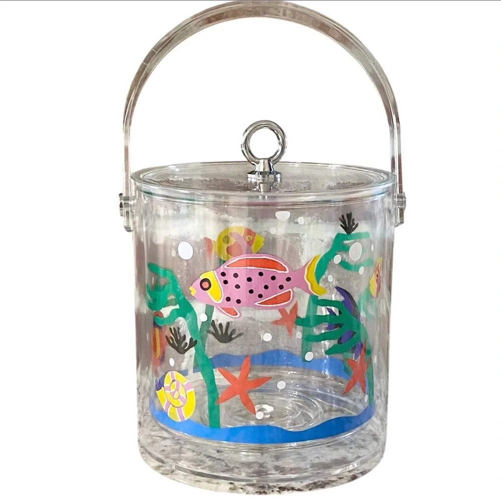 Vintage 1990s /80s Department 56 Acrylic Fish Ice Bucket